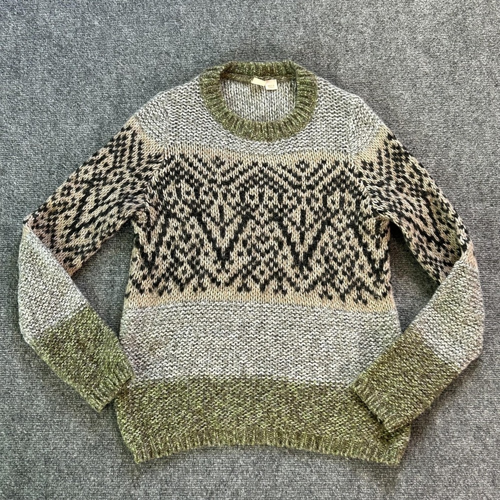 Hugo Boss Boss Orange Sweater Womens Medium Green Fair Isle Wool Blend‎ Chunky